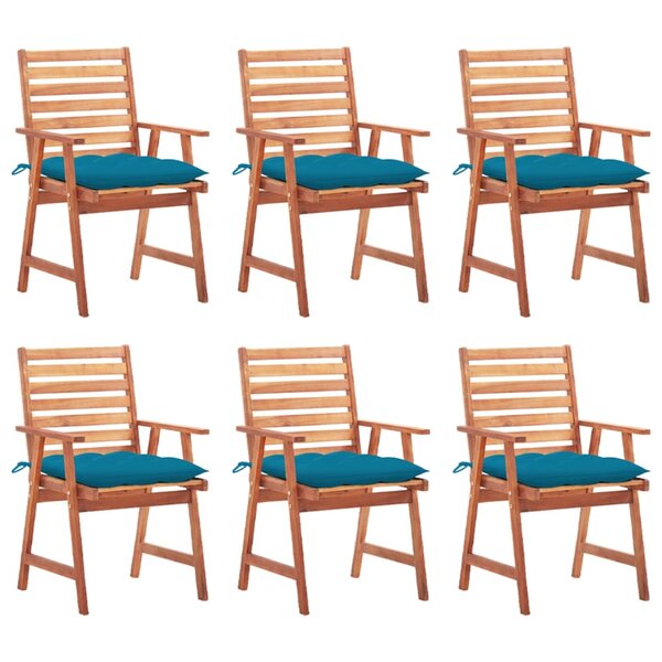 vidaXL Chaises à manger d'extérieur lot de 6 et coussins Acacia massif