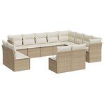 vidaXL Salon de jardin avec coussins 12 Pièces beige résine tressée