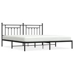 vidaXL Cadre de lit métal sans matelas avec tête de lit noir 193x203cm