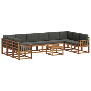 vidaXL Ensemble de canapés d'extérieur 11 pc Naturel et Anthracite