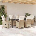 vidaXL Ensemble de salle à manger pour jardin 7 Pièces Beige polyrotin