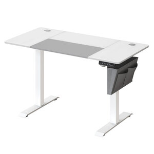 Bureau assis debout électrique 60 x 120 x (72-120) cm table réglable en hauteur mémoire 4 hauteurs pochette cadre en acier dessus de table épais blanc 12_0004548