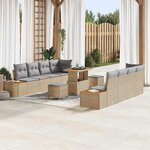 vidaXL Ensemble de canapé de jardin 11 Pièces Beige Poly rotin