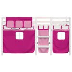 vidaXL Lit mezzanine enfants et rideaux rose 90x190cm bois pin massif