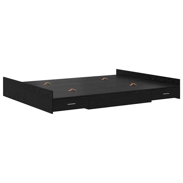 vidaXL Cadre de lit avec rangement avec tiroir Chêne noir 160 x 200 cm