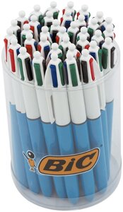 Tubo de 36 Stylo bille 4 COLOURS Medium Pte Moy. 4 Couleurs classiques BIC