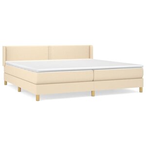 vidaXL Sommier à lattes de lit avec matelas Crème 200x200 cm Tissu