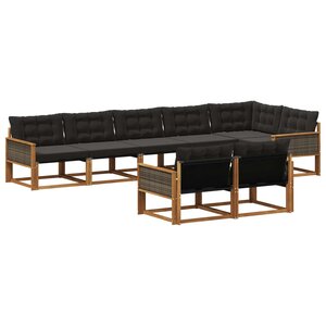vidaXL Ensemble de canapés d'extérieur 8 pc Naturel et noir