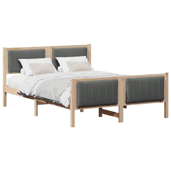 vidaXL Cadre de lit avec tête de lit marron et gris foncé 140 x 190 cm