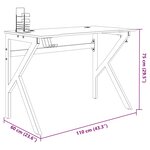 vidaXL Bureau de jeu avec pieds en forme de K Noir 110x60x75 cm