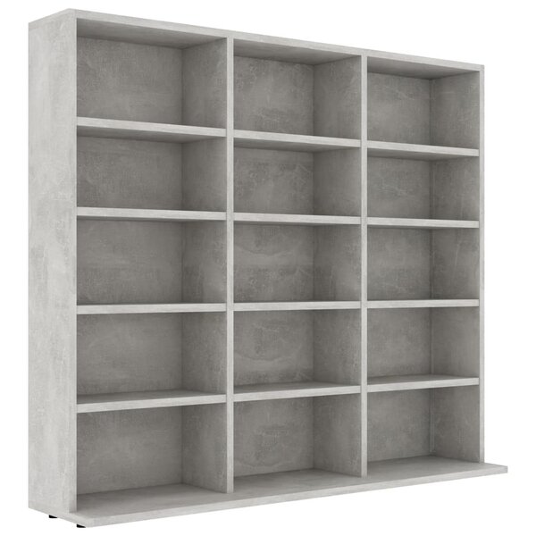 vidaXL Armoire à CD Gris béton 102x23x89 5 cm Bois d’ingénierie
