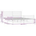 vidaXL Cadre de lit métal sans matelas et pied de lit blanc 180x200 cm