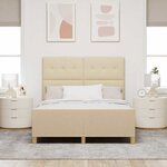 vidaXL Cadre de lit avec tête de lit Crème 140 x 200 cm tissu