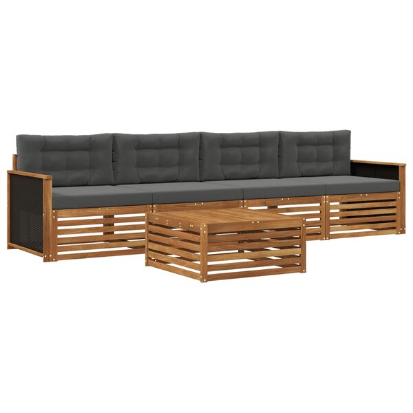vidaXL Ensemble de canapés d'extérieur 5 pc Naturel et Anthracite