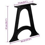 vidaXL Pied de table base 2 Pièces Base voûtée Cadre en A Fonte
