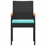 vidaXL Chaises de jardin 2 Pièces Noir et turquoise Poly Rattan et Acacia