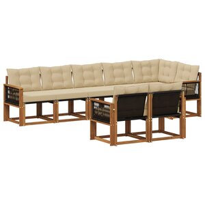 vidaXL Ensemble de canapés d'extérieur 8 pc Naturel et Beige