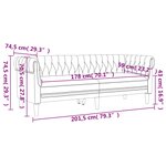 vidaXL Canapé Chesterfield 3 places marron foncé tissu