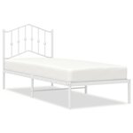vidaXL Cadre de lit métal sans matelas avec tête de lit blanc 90x200cm