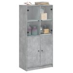 vidaXL Buffet haut avec portes gris béton 68x37x142 cm bois ingénierie