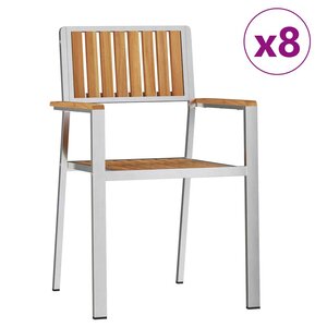 vidaXL Chaise de jardin 8 pc Bois de teck massif et acier inoxydable