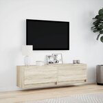 vidaXL Meuble TV mural avec lumières LED chêne sonoma 140x31x38 cm