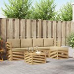 vidaXL Ensemble de canapés d'extérieur 6 Pièces Blanc et Beige Polyester