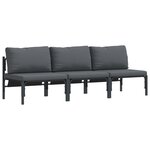 vidaXL Mobilier de jardin avec coussin 3 Pièces Anthracite Acier