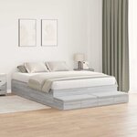 vidaXL Cadre de lit de rangement Gris Sonoma 150x200 cm