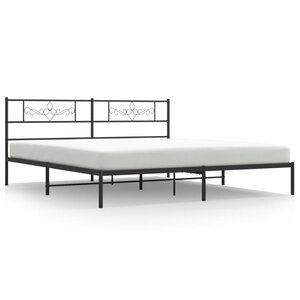 vidaXL Cadre de lit métal sans matelas et tête de lit noir 180x200 cm