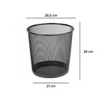 Corbeille à papier q-connect maille métallique 13l 265mm diamètre hauteur 280mm coloris noir