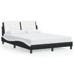 vidaXL Cadre de lit sans matelas Zadar noir et blanc 140x190 cm similicuir