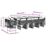vidaXL Ensemble à manger de jardin avec coussins 13 Pièces marron rotin