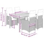 vidaXL Ensemble de bistro de jardin 5 Pièces coussins gris poly rotin