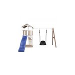 AXI Beach Tower avec Nid Roxy Balancoire Marron Blanc Bleu Toboggan