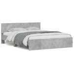 vidaXL Cadre de lit avec tête de lit gris béton 140x190 cm