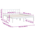vidaXL Cadre de lit sans matelas blanc bois massif 120x200 cm
