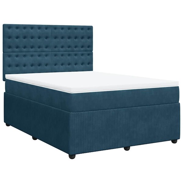vidaXL Sommier à lattes de lit et matelas Bleu foncé 140x200cm Velours