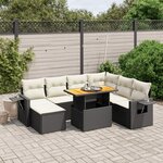 vidaXL Salon de jardin 8 Pièces avec coussins noir résine tressée