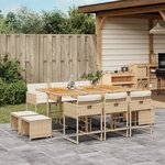 vidaXL Ensemble à manger de jardin et coussins 11 Pièces beige poly rotin