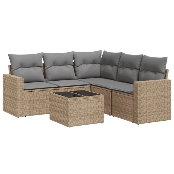 vidaXL Salon de jardin avec coussins 6 Pièces beige résine tressée