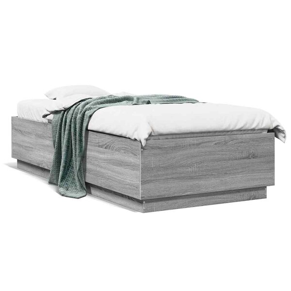 vidaXL Cadre de lit sans matelas sonoma gris 100x200 cm