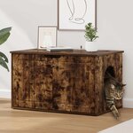 vidaXL Maison pour chat Chêne fumé 85 x 55 x 53 5 cm Bois d'ingénierie