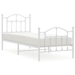 vidaXL Cadre de lit métal sans matelas avec pied de lit blanc 90x200cm