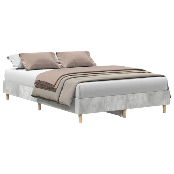 vidaXL Cadre de lit sans matelas gris béton 135x190 cm bois ingénierie