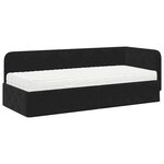 vidaXL Cadre de lit d'angle avec matelas Noir 80 x 200 cm Velours