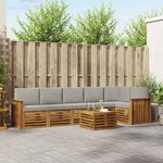 vidaXL Ensemble de canapés d'extérieur 7 pc Gris Naturel et Clair