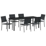 vidaXL Ensemble de salle à manger pour jardin 7 Pièces Noir Poly rotin