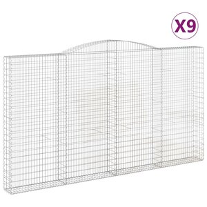 vidaXL Paniers à gabions arqués 9 Pièces 400x30x220/240 cm Fer galvanisé