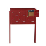 Bloc collectif Leabox 3x2  grade 3  simple face  extérieur  fixation sur pieds à sceller  rouge brun ral 3011 finition brillante
